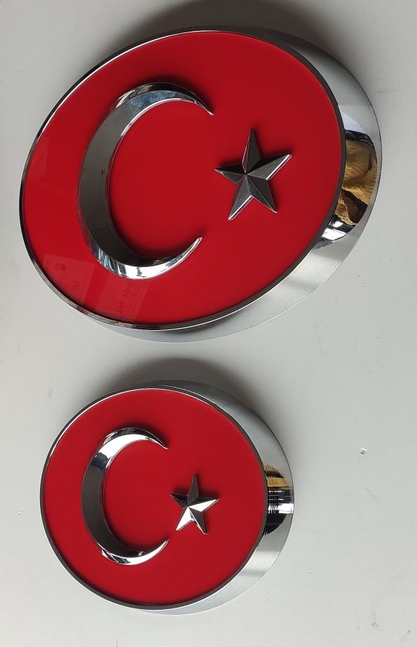 Türk bayrağı 3d Krom Prizmatik çerçeveli
