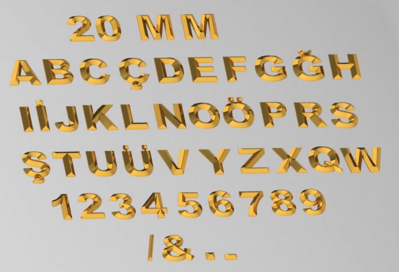 Car Letters (3D) 2cm(Gold Plated)