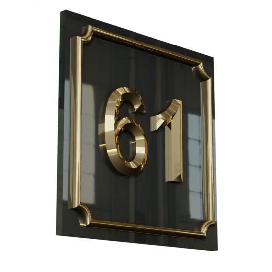 Kapı Numarası Altın Kaplama Model 09 (3D)