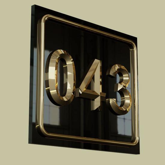 Kapı Numarası (Villa) Altın Kaplama Model 03 (3D)